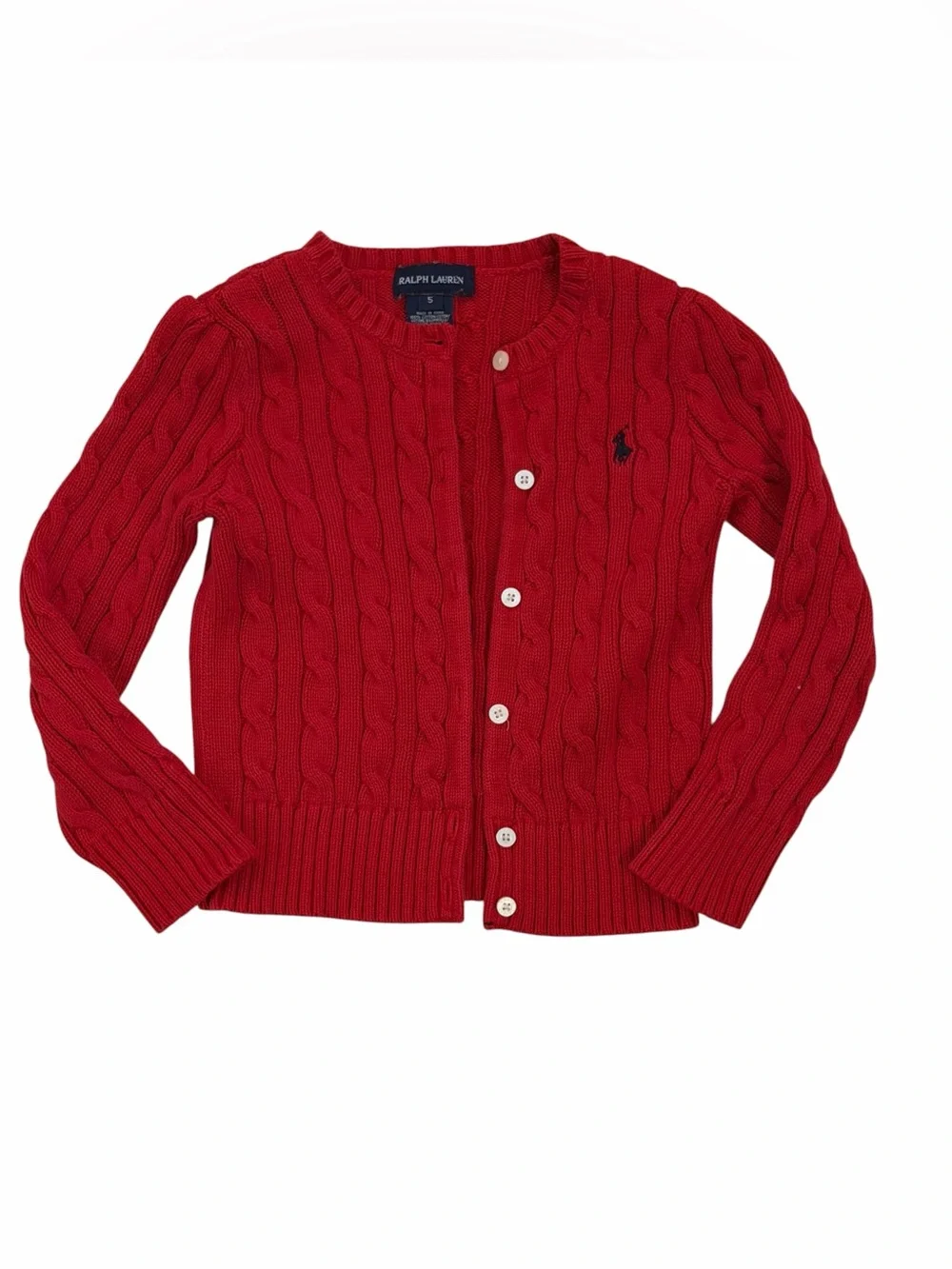 Polo Ralph Lauren Little Girl Cardigan Red Cable-Knit